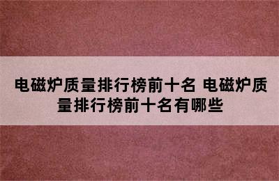 电磁炉质量排行榜前十名 电磁炉质量排行榜前十名有哪些